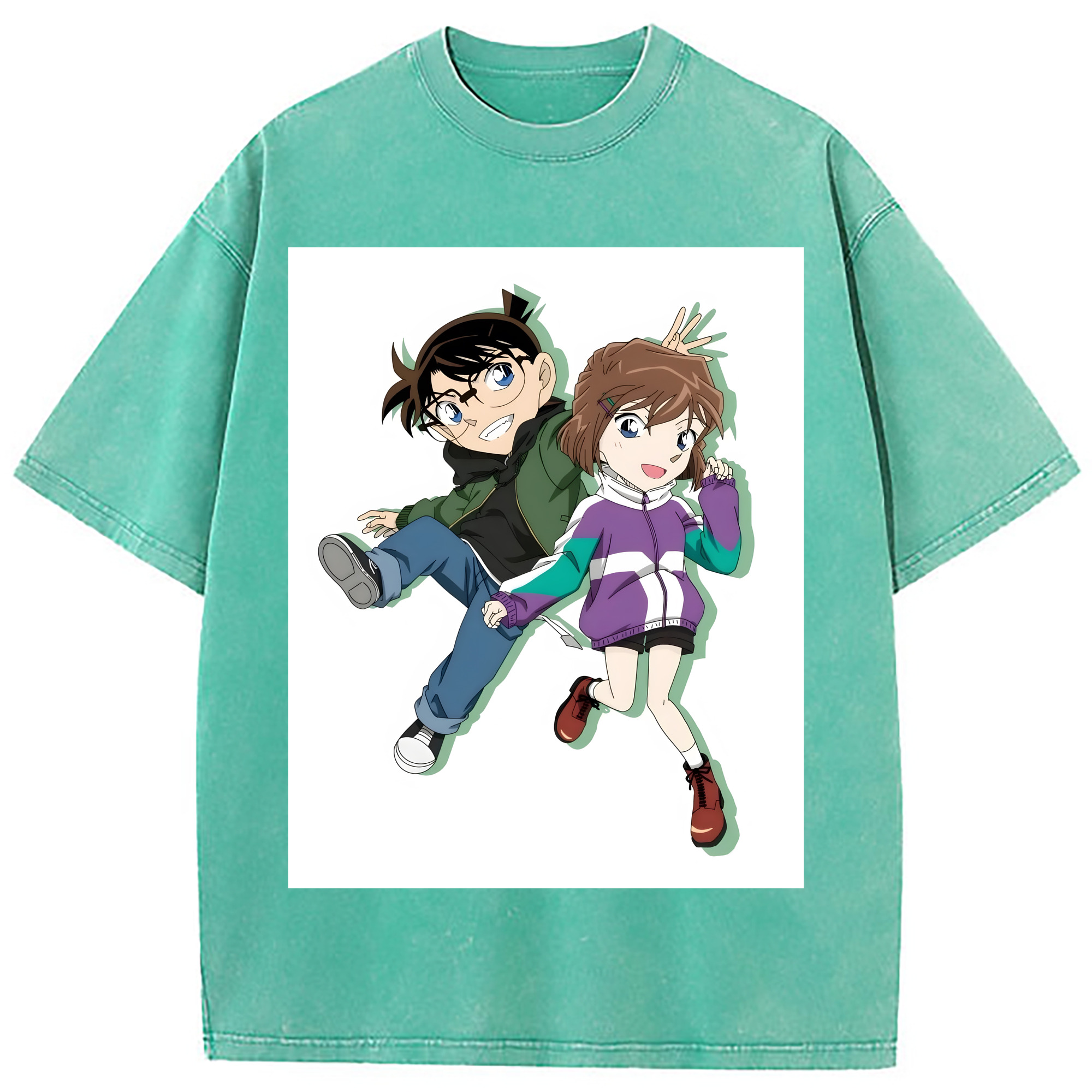 （画像用） 名探偵コナン 灰原 哀 はいばら あい Detective Conan Anita Hailey、Vi Graythorn Haibara Ai 綿100% ヴィンテージ風 半袖Tシャツ（フロントプリント）